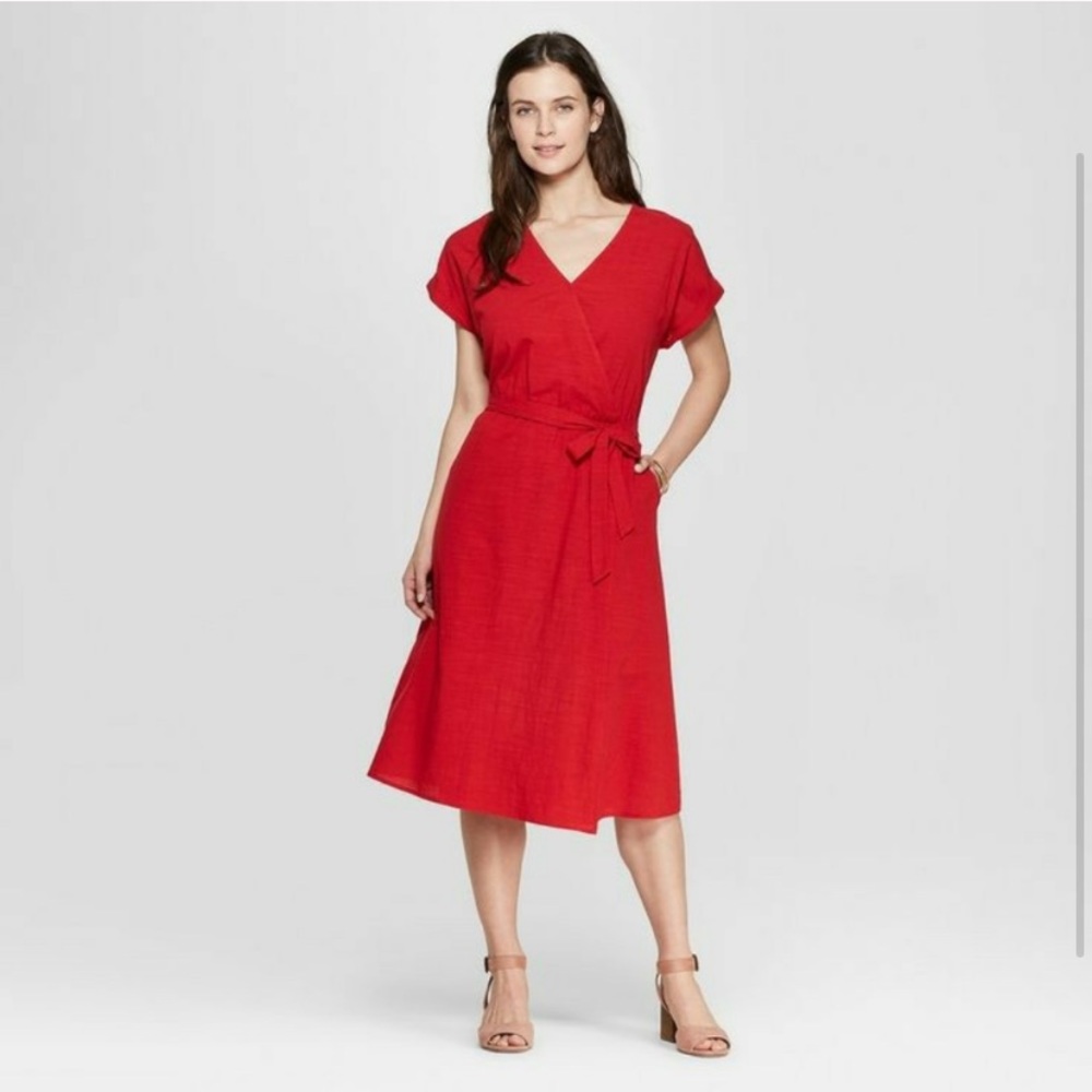 Universal Thread Red Faux Wrap Dress